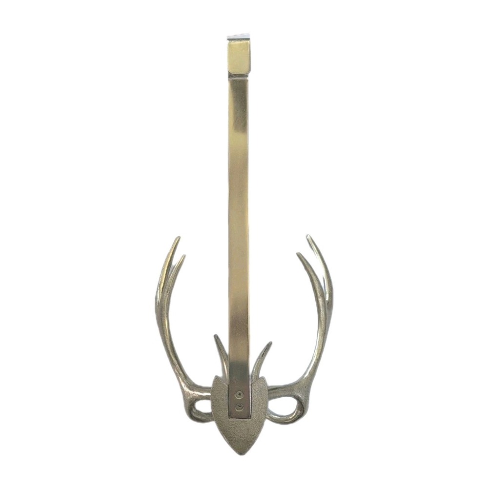 Stag Deer Antler Lodge Wreath Hanger Brass Metal 18" x 9.75" - Picture 5 of 5